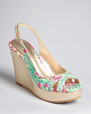 Lilly Pulitzer Open Toe Slingback Wedges - Floral Print.jpg